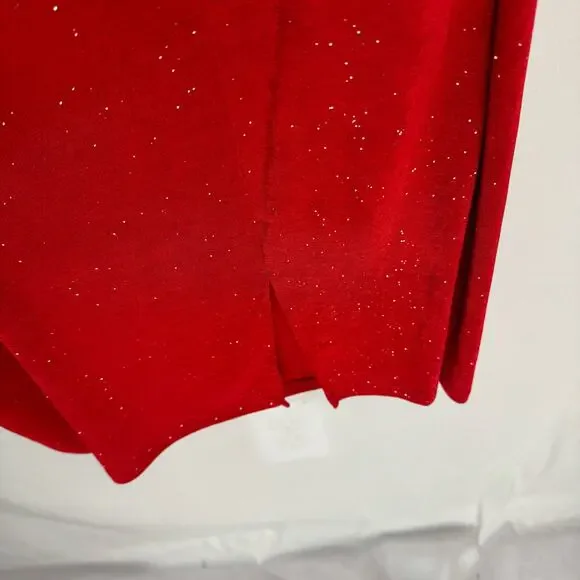 NWT GRACE KARIN | Red Sparkle One Shoulder Front Tie Stretch Dress | Women's 2XL - Picture 3 of 9